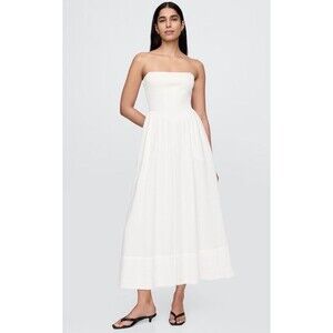 Gap Cotton Crinkle Gauze Mixed Media Maxi Dress Women’s L Removable Strap NWT